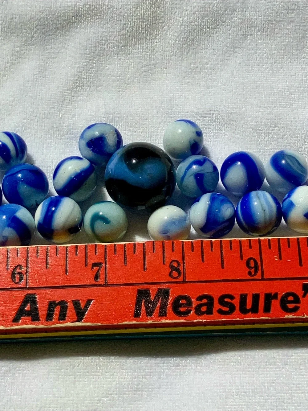 Vintage 30 pc collection Blue and White glass marbles